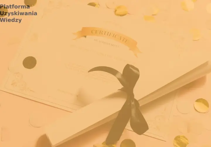 Certyfikat ukończenia studiów, symbolizujący osiągnięcie i potwierdzający status studenta.