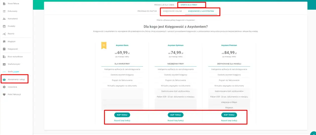 Oferta abonamentów księgowych z asystentem. Wybierz pakiet dla swojej firmy, aby uniknąć duplikat faktury.